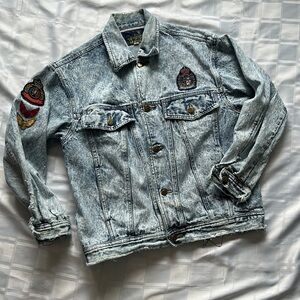 Happy Forest Heavily Distressed Acid Wash Vintage Style Denim Jacket